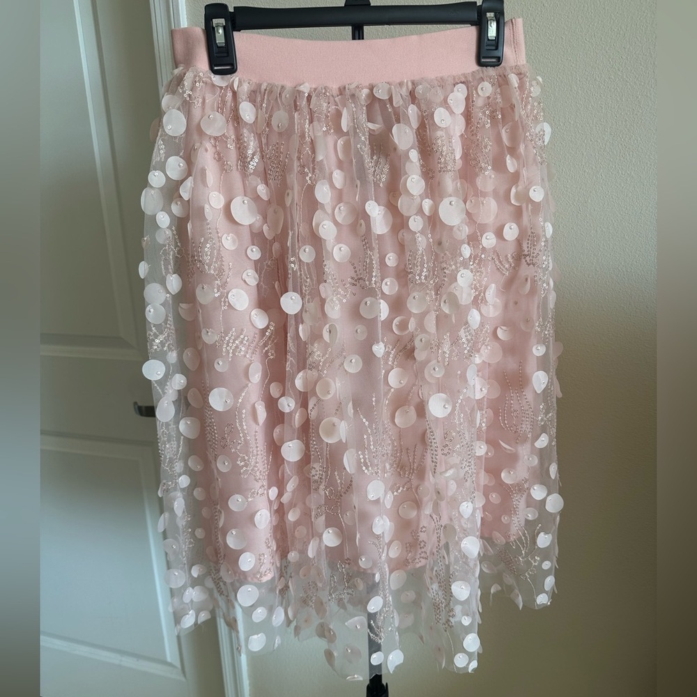 Charlie Paige Blush Sequin Skirt